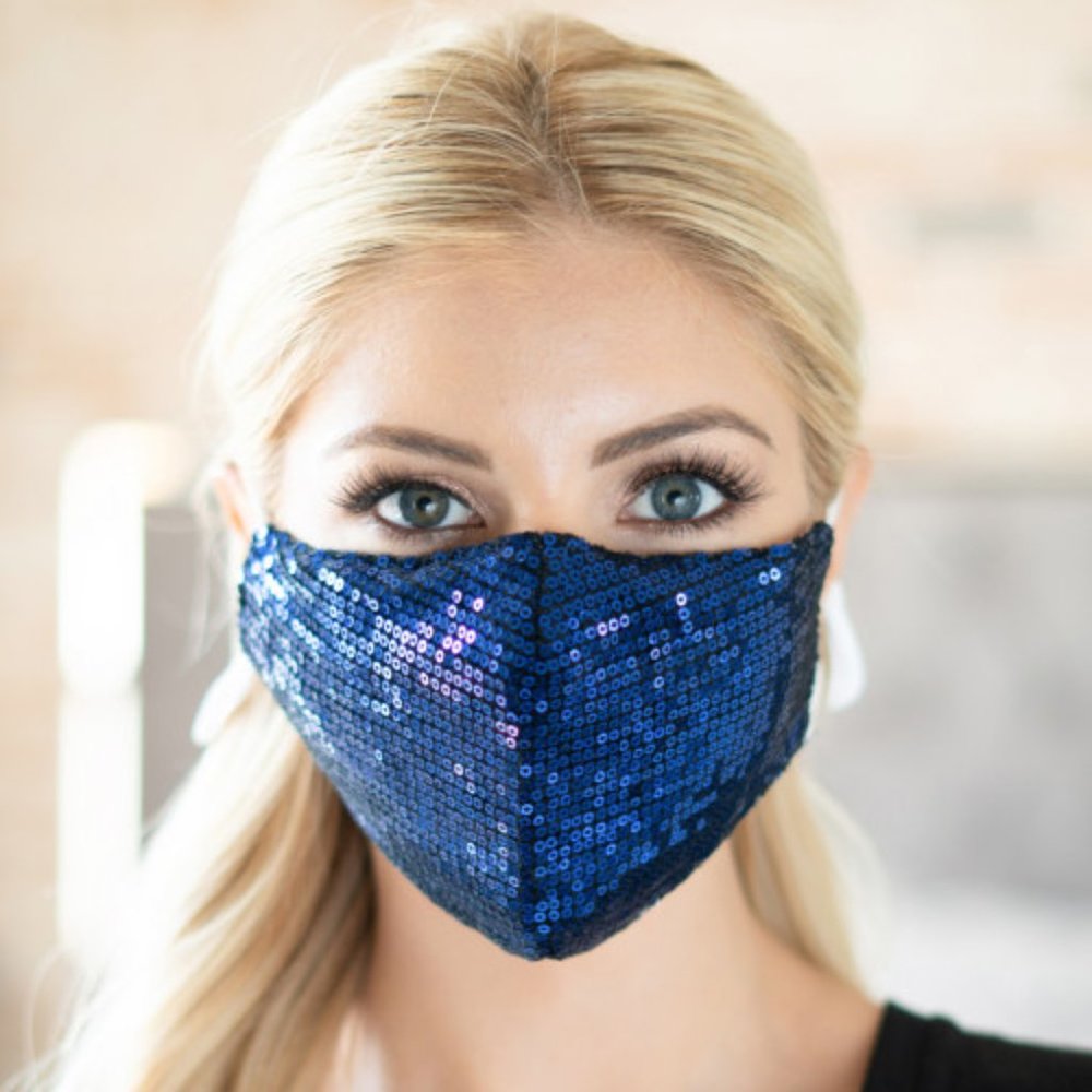 Glamour Sequin Face Mask (Blue)
